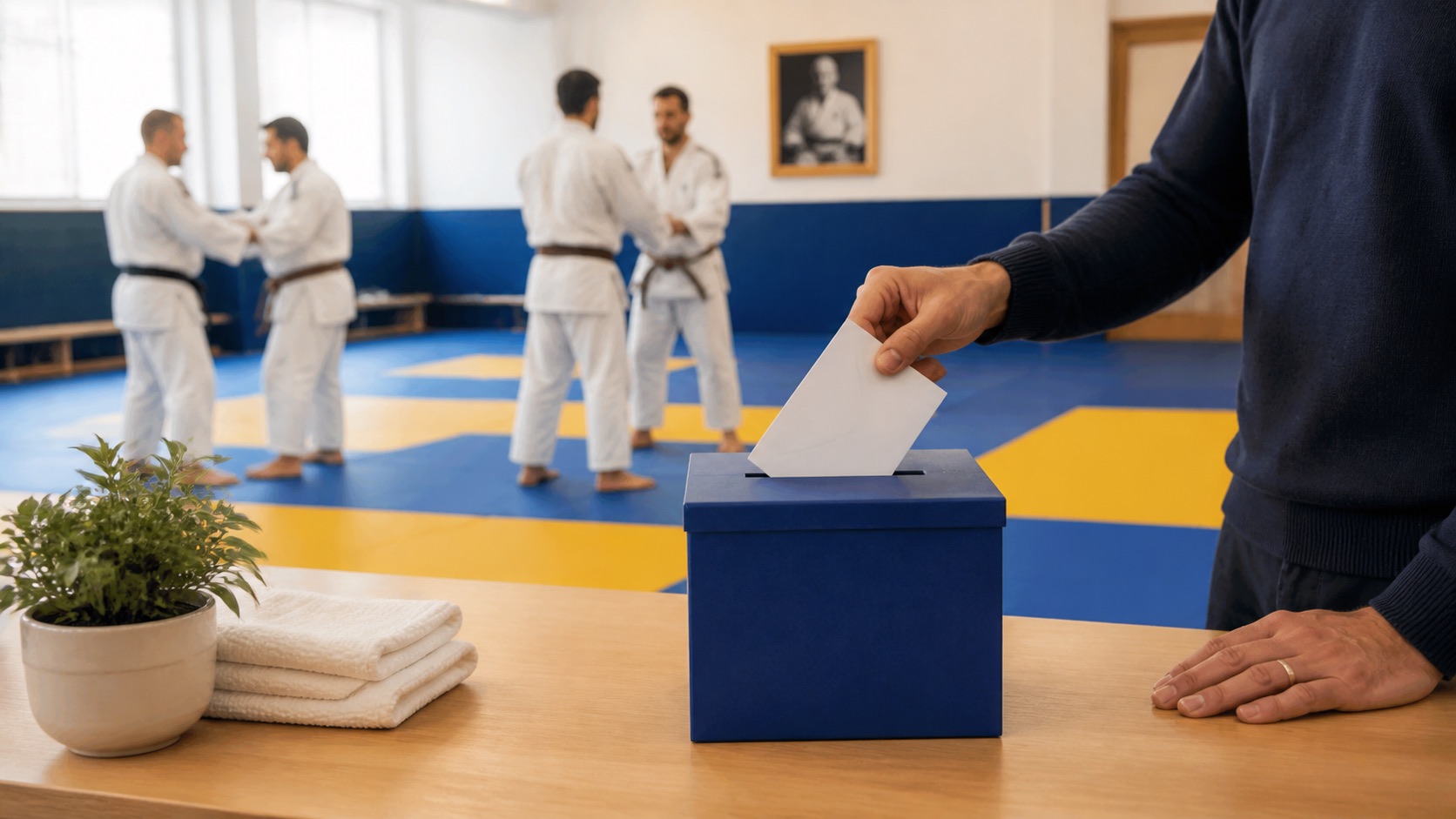 Geste de soutien au club dans un dojo de judo